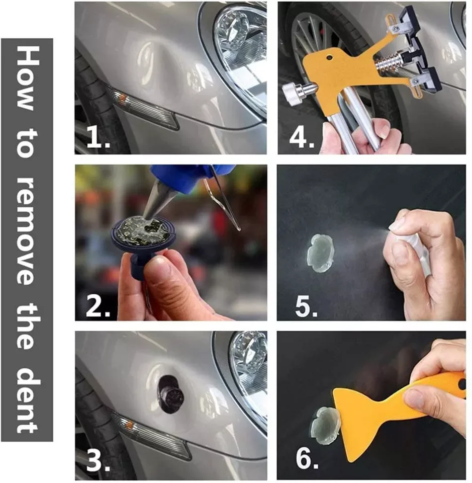 New Car Paintless Dent Repair Tools Dent Repair Kit Auto Dent Puller with Glue Puller Tabs Removal Kits for Vehicle Car Auto