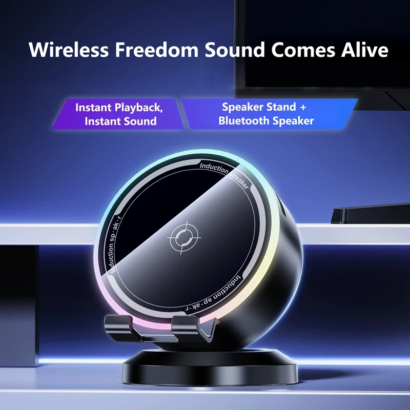 Sensore intelligente per supporto per cellulare, audio, luce RGB pulsante, altoparlante Bluetooth multifunzione da tavolo 2026_voghion.com