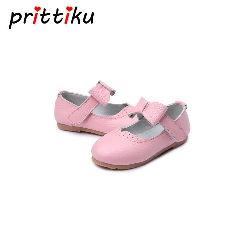 

Little Kid Genuine Leather Pink Flats Big Child Bowknot Fashion Casual Loafers Baby Toddler Girl White Black Princess Dress Shoe