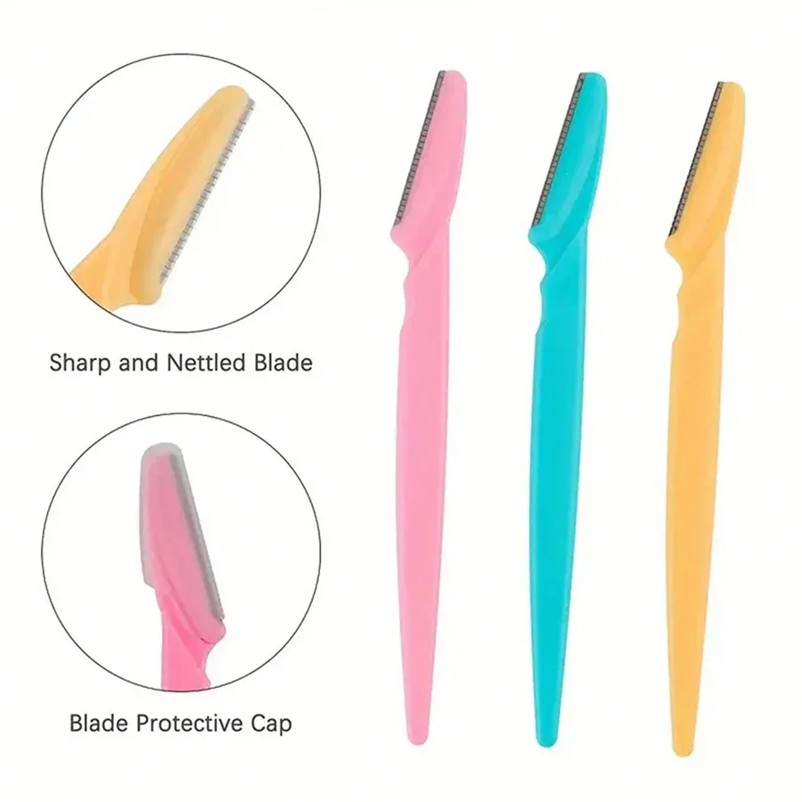 Safe-Bladed Eyebrow Trimming Tools for Hair Removal Razors in Container Ideal Facial and Eye Brow 30 Pcs/Bottle