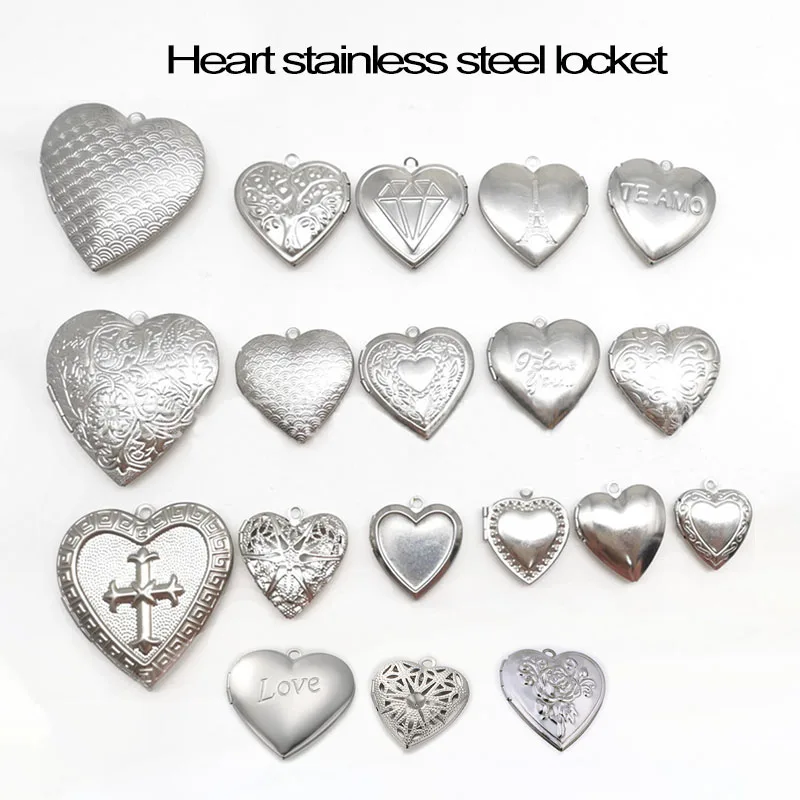 Love Heart Locket Station 20pc/Lot DIY Photo Frame Stainless Steel Charms Making Family Memories Women Men Kids Gift Jewelry