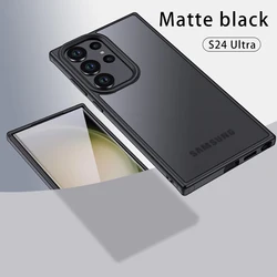 Translucent Shockproof Armor Phone Case with Magnetic Wireless Charging Capability - S24 (No Magnetic - Black)