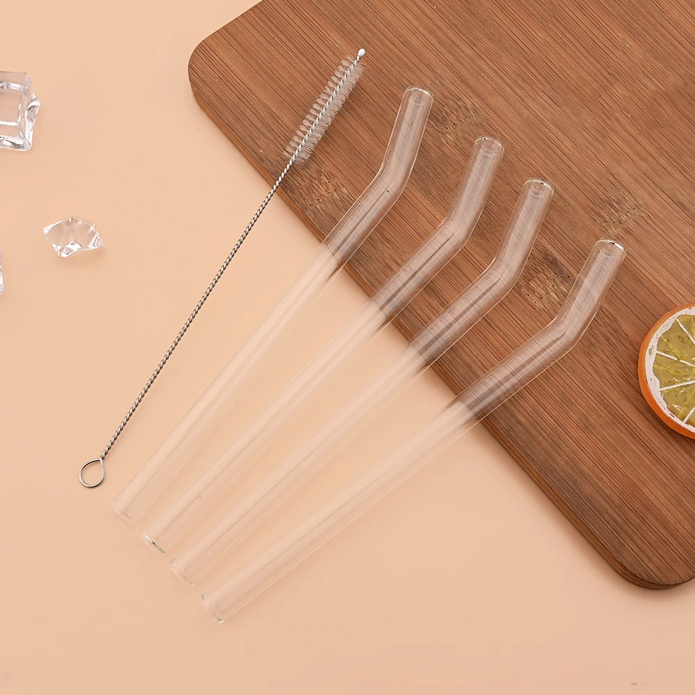 Reusable Glass Straw Wide 12mm Pearl Milkshake High Borosilicate Bubble Tea Straw with Brush Party Home Bar Accessories