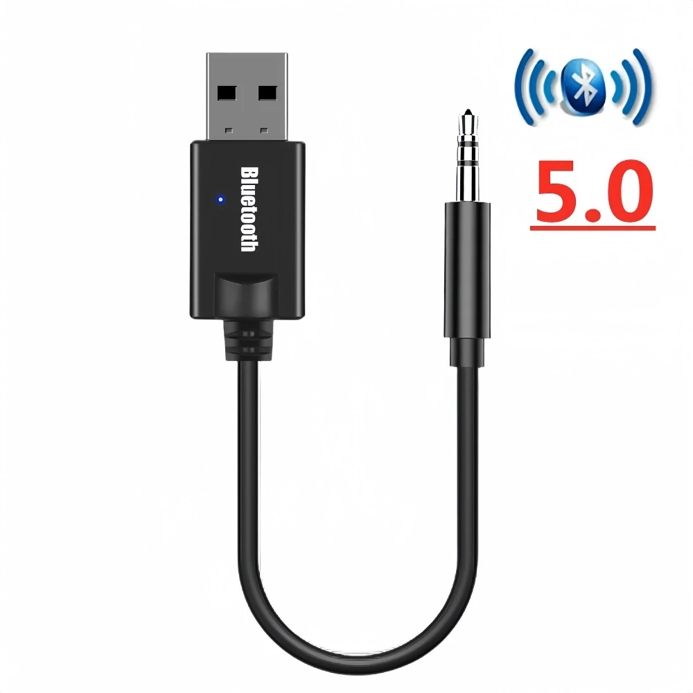 

Автомобильный аудиоприемник Bluetooth 5,0, 3,5 мм, разъем 3,5, AUX, автомобильный стерео музыкальный USB-ключ, беспроводной адаптер для автомобильного усилителя динамика