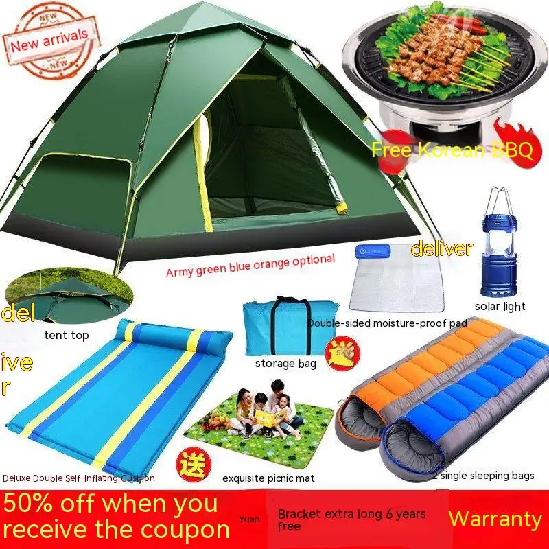 

Tent Outdoor 3-4 People Automatic Camping Double Thick Outdoor Rainproof and Sun Protection Beach Camping Family Package