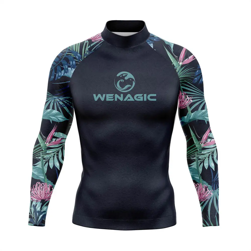 WENAGIC 2022 Uv Sun Protection Shirt Long Sleeve Swimming Shirts And Surfing T Shirt Surf Long Shirts For Men Beach Swimwear