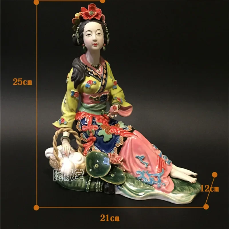 Chinese Classical Ancient Beautiful Women Statue Xi Shi Lady Art Sculpture Ceramic Craft Home Decoration Gift Ornament Art 5
