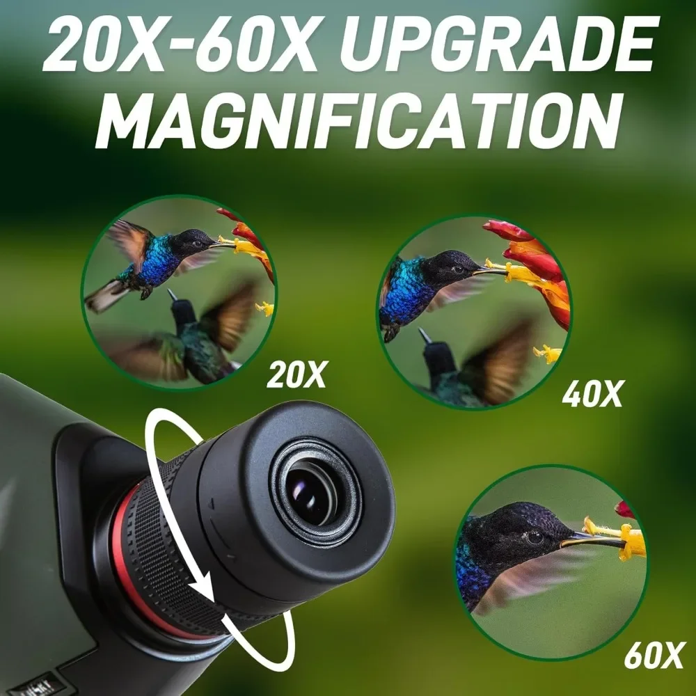 Spotting Scope 20-60x60 for Target Shooting & Hunting & Bird Watching BAK4 High Definition Angled Spotter Scope with Tripod