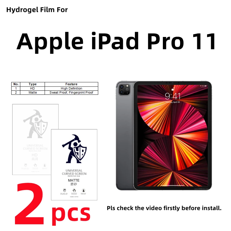 

2pcs Matte Hydrogel Film For Apple iPad Pro 11 HD Screen Protector For Apple iPad Pro 11 Clear/Frosted Protective Film