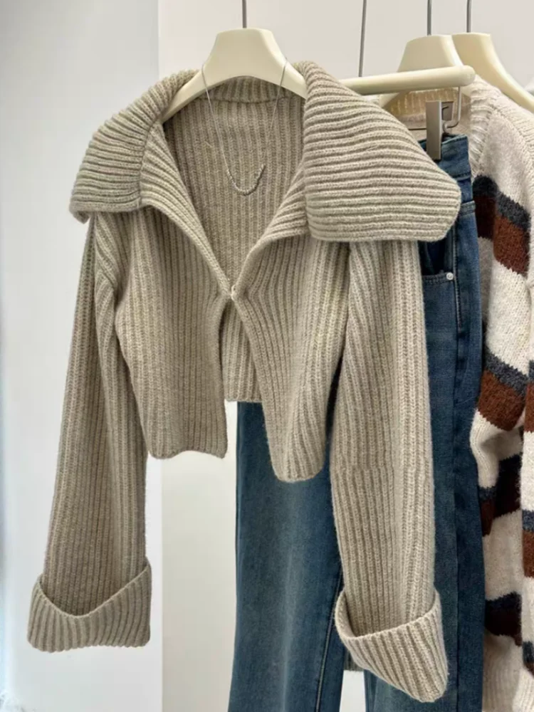 Women Winter Warm Solid Cardigan Sweater
