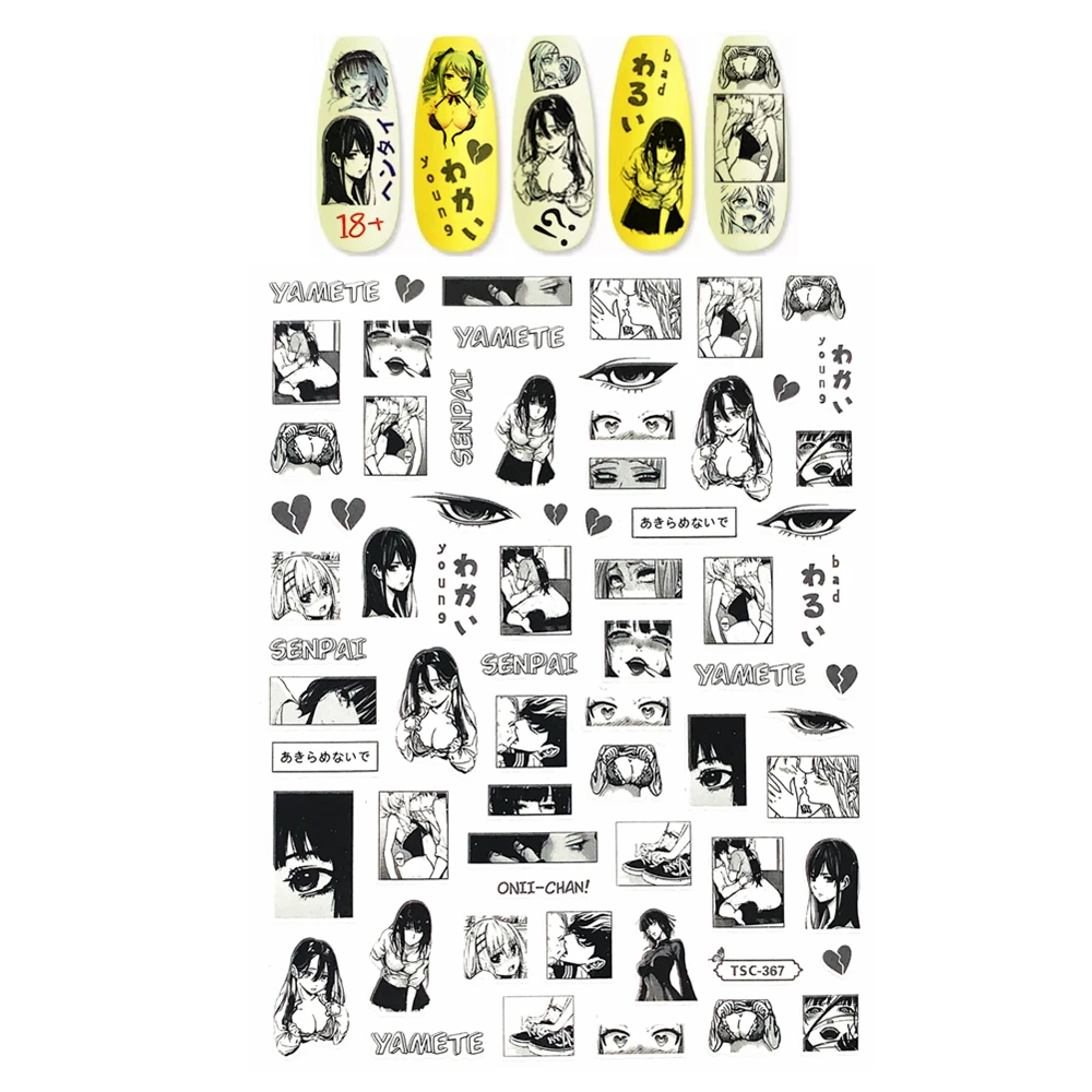 TSC-180 TSC-107 Sexy and scary cartoon girl Bunny Girl 3D Back glue Nail Art Stickers Decals Sliders Nail ornament decoration nail stickers nail art decoration nail decals