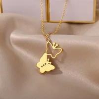 Stainless Steel Butterfly Necklace For Women Gold Color Clavicle Chain Heart Butterfly Pendants Necklaces Party Jewelry Bijoux - Image 4