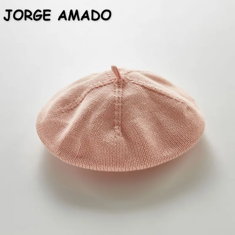

Korean Style Spring Autumn Toddler Girl Boy Fashion Beret Solid Color Knitted Breathable Painter's Hat Kids Accessories E20301