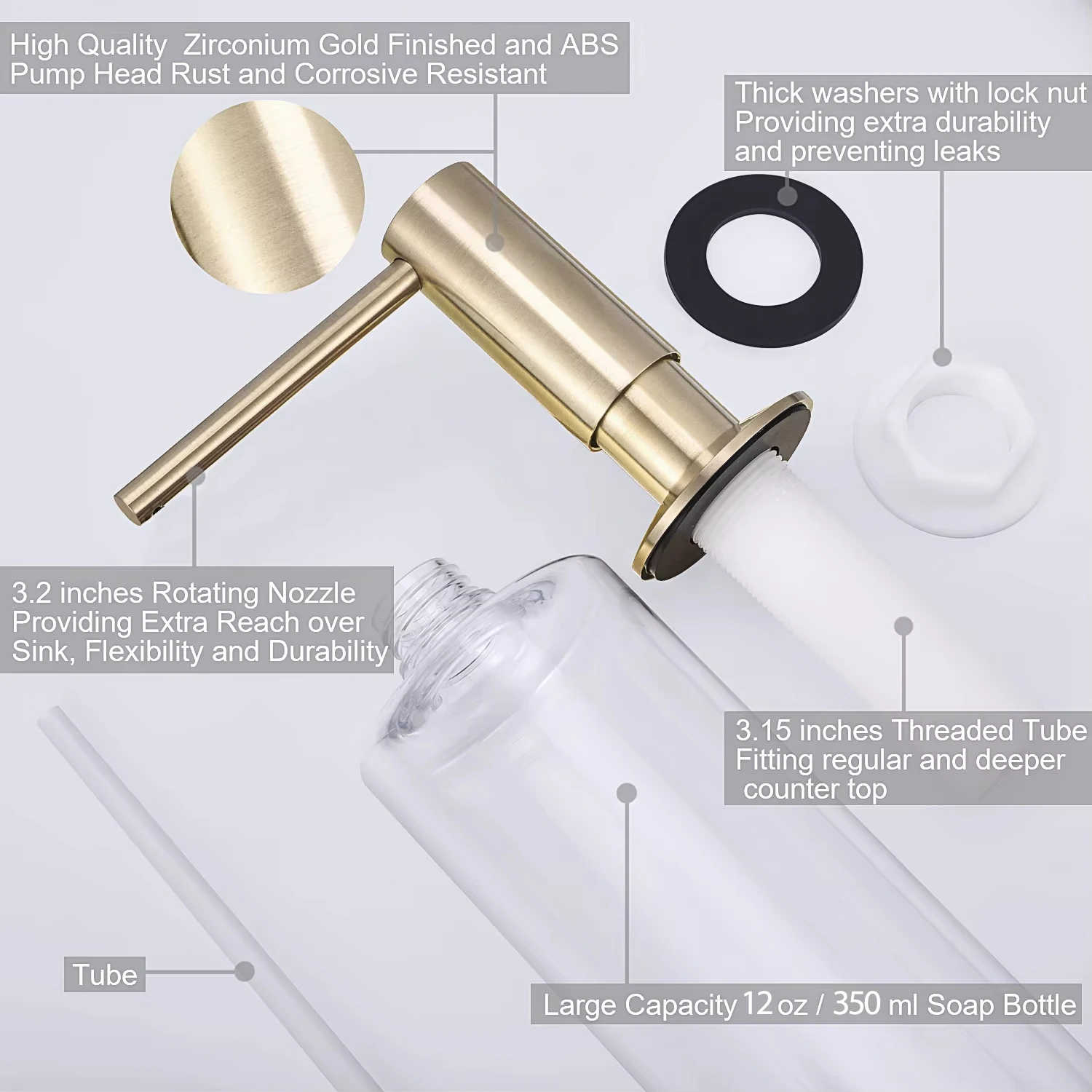 Liquid Soap Dispensers Brass Pump Head 500ML PE Bottle Build in Dispenser For kitchen accessories Samodra soap dispenser soap pump soap dispenser head