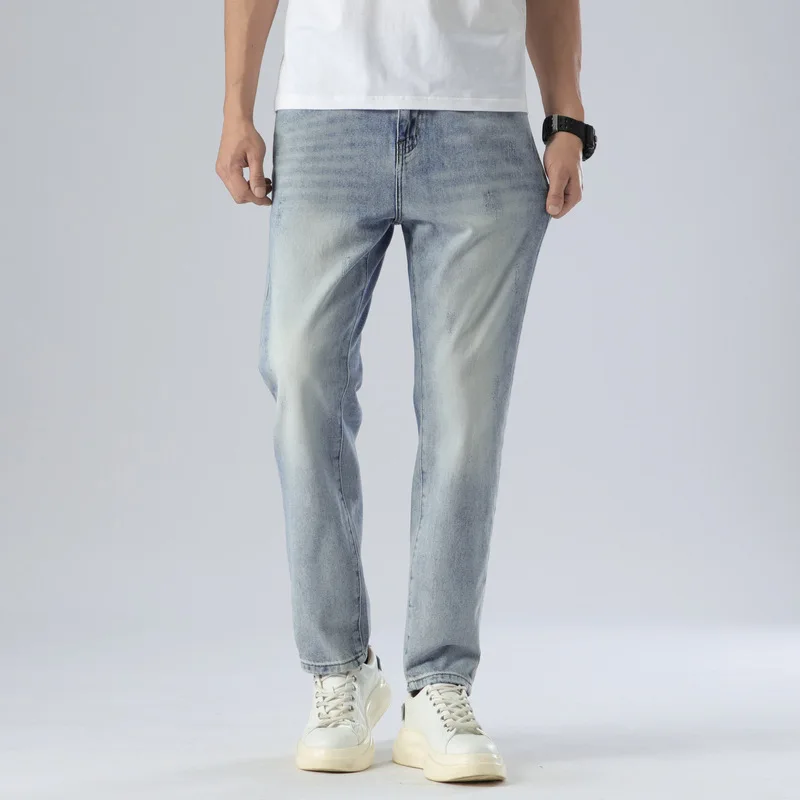 Jeans for Men  Slim Simple Distressed Skinny Trousers Casual Fashion Streetwear Denim Pants