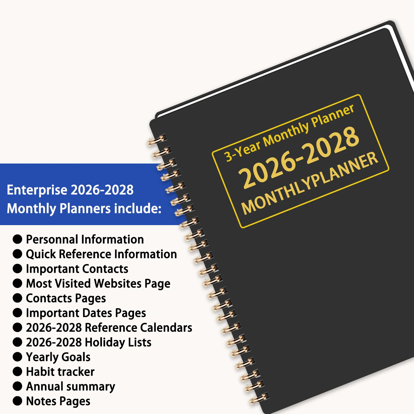 Enhanced A5 Monthly Planner & Calendar Book - 3-Year Edition