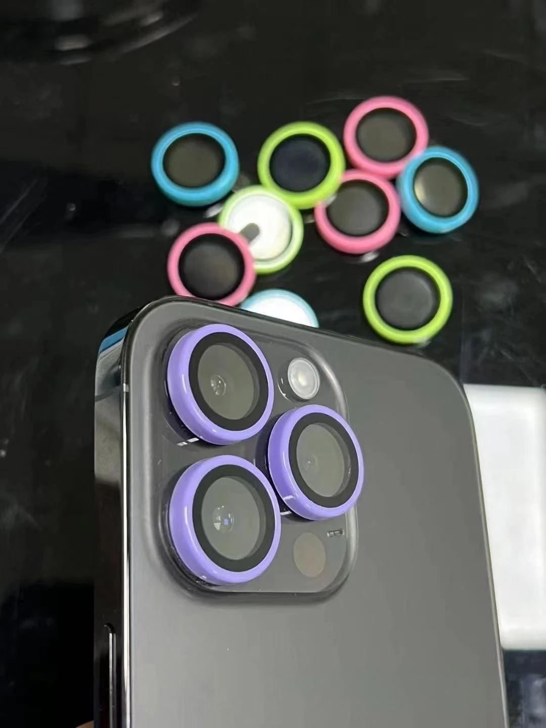 Luminous Camera Ceramics Ring Protector Film Iphone 15 14 - Temu