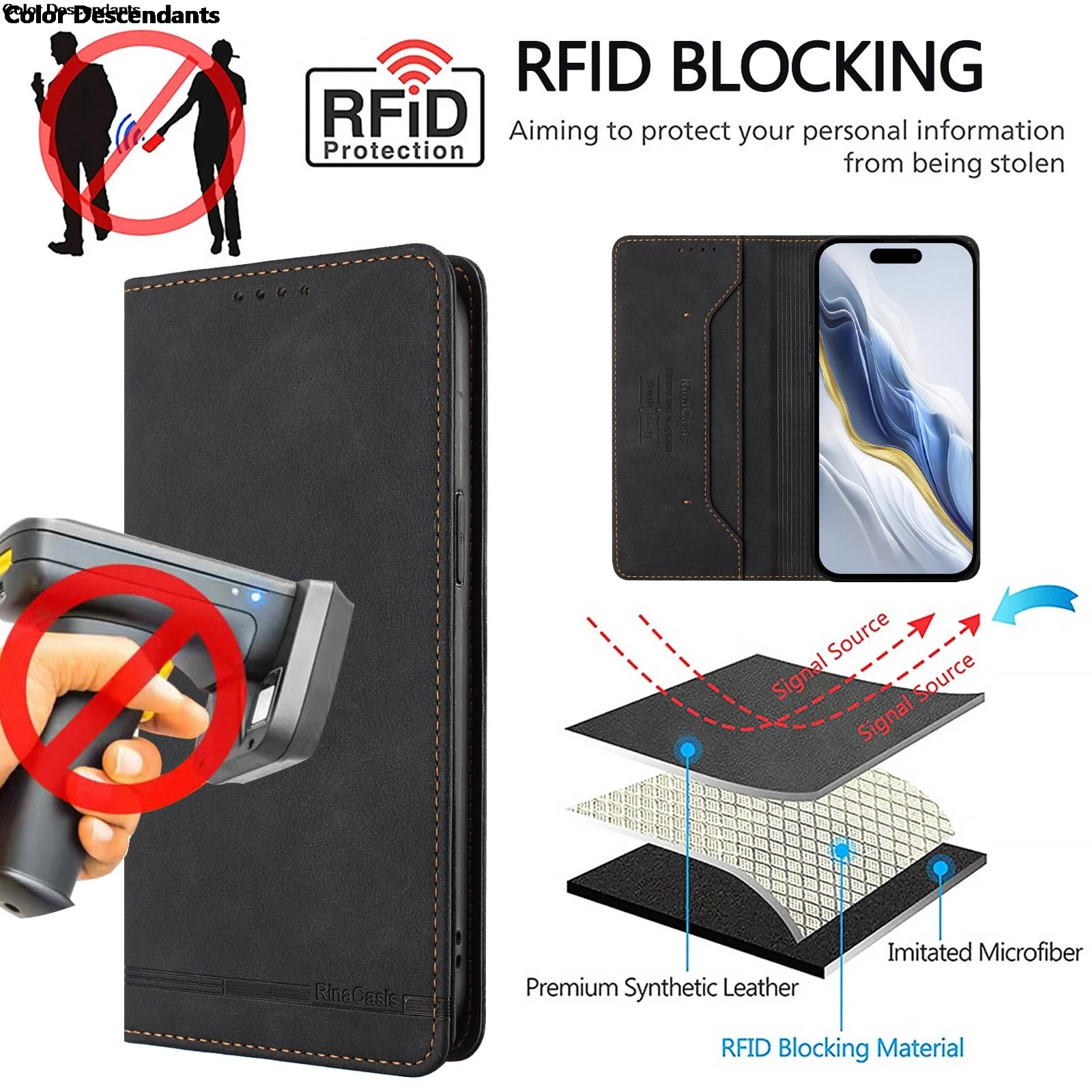 Luxury Leather Magnetic Wallet Case - Enhanced Protection