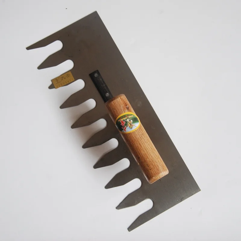 Wood Handle Plaster Trowel Sawtooth Plaster Plastering Finishing Trowel Steel Blade Tile Tool drywall tools paint decor