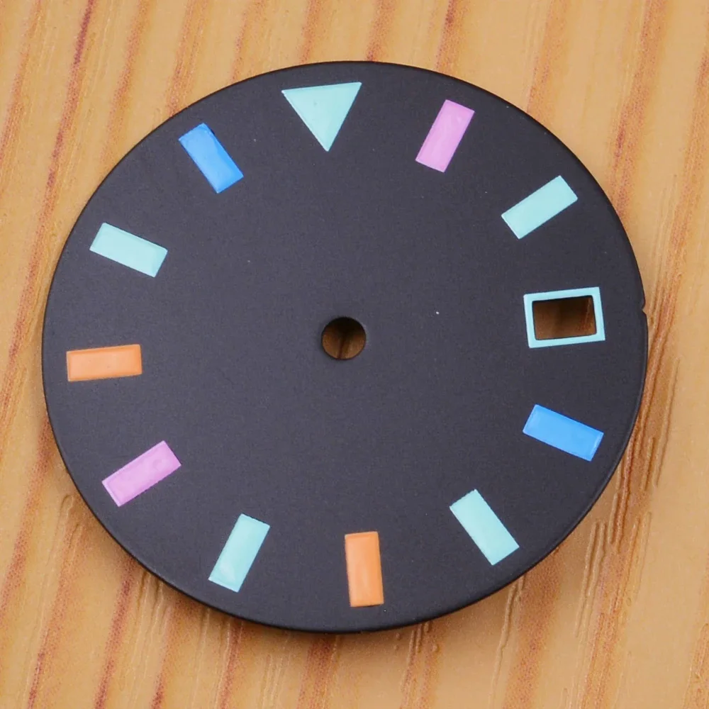 

Часы наручные NH35 с черным циферблатом, зеленые светящиеся аксессуары для часов, 29 мм