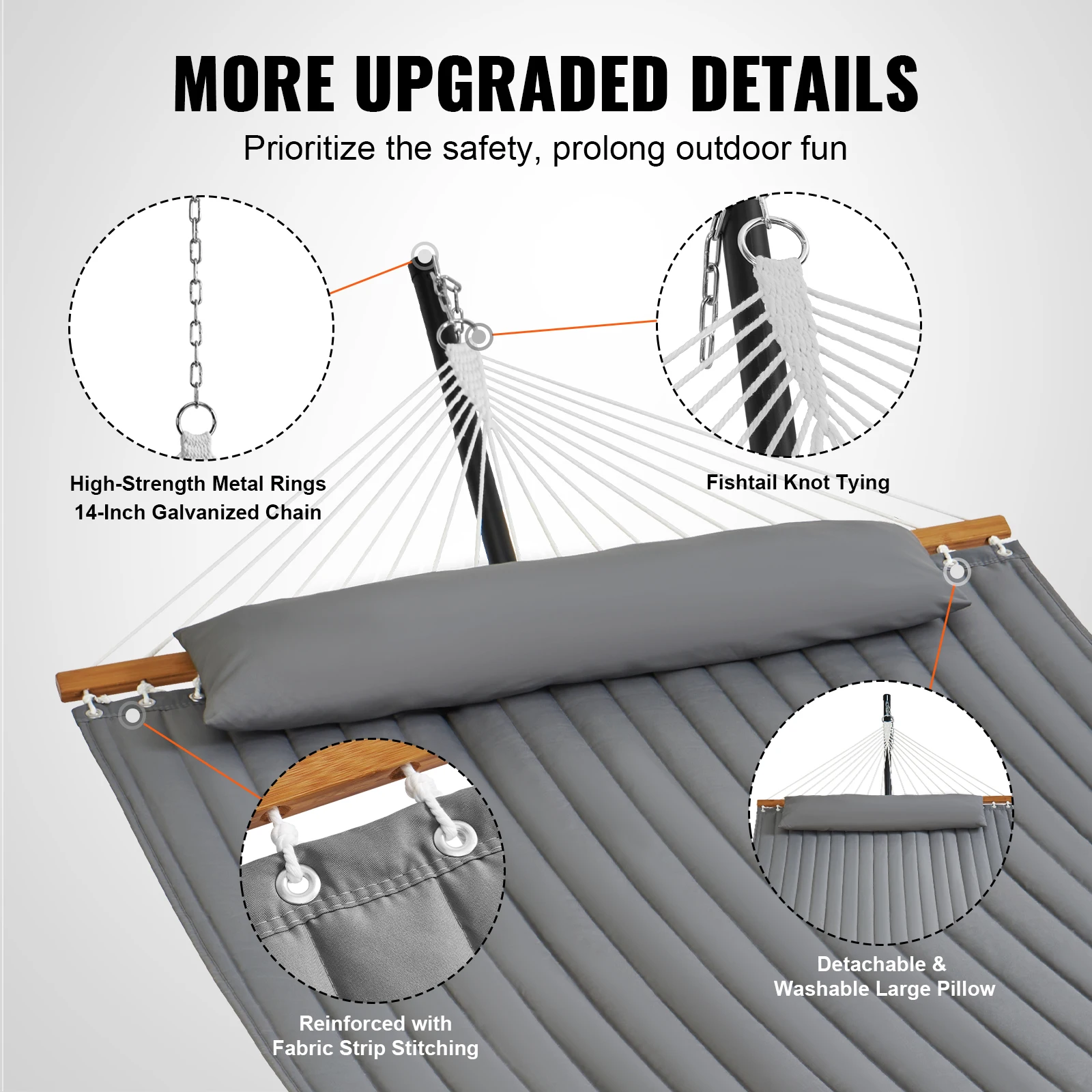 VEVOR Two Person Hammock with Stand Included Heavy Duty 480lb Capacity with 12FT Steel Stand & Portable Carrying Bag & Pillow 6