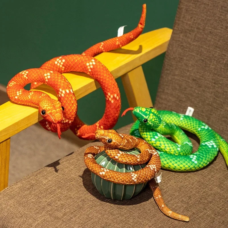 Creative snake plush toy cartoon snake doll prank funny children python doll small fake snake pocket snake
