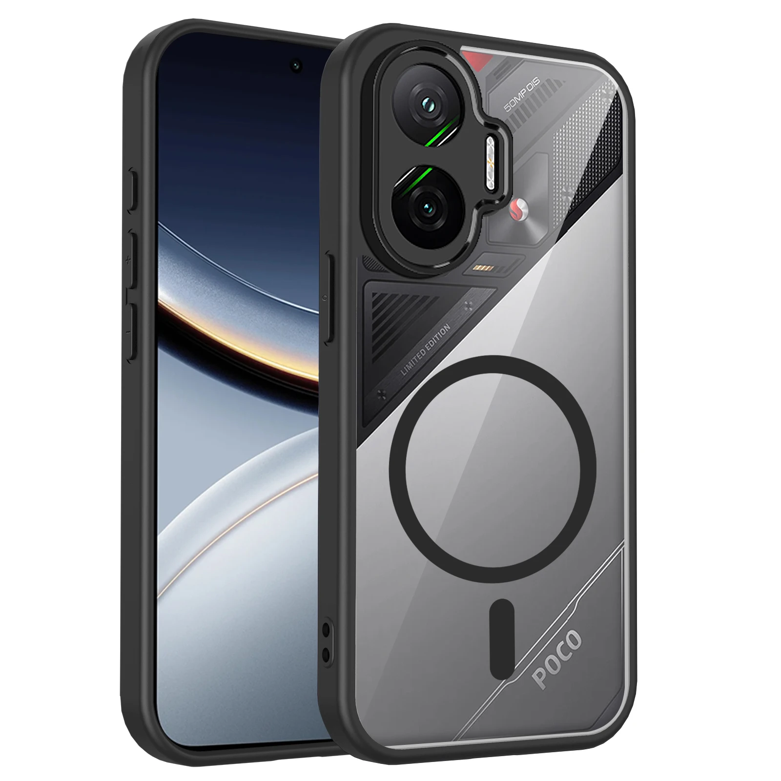 Premium Magnetic Phone Case with Wireless Charging - Clear Shockproof Back Cover