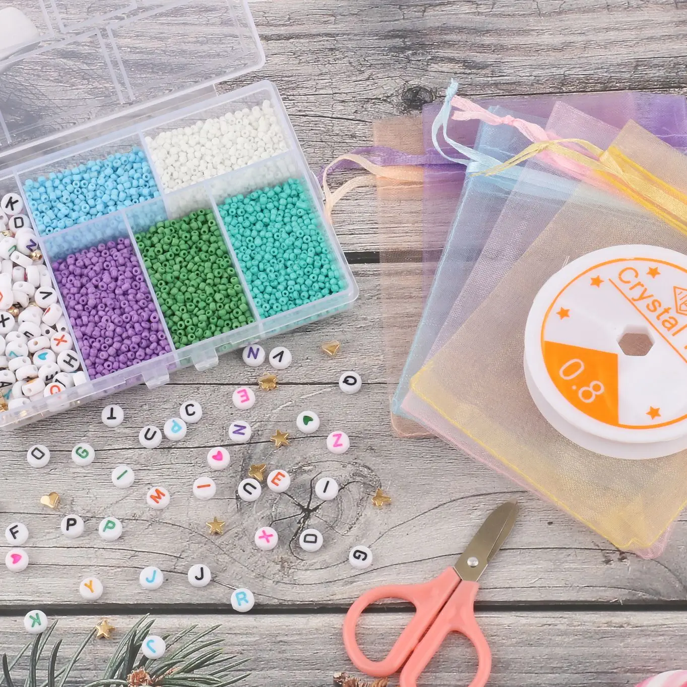 800-Piece Crystal Glass Beads Set – Clear AB Color, Mixed Shapes For DIY Jewelry Making, Bracelets, Necklaces & Crafts - View #9