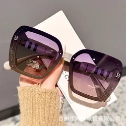 Elegant Plaid Polarized High - Definition Women's Luxury Sunglasses with Large Frames (C4)