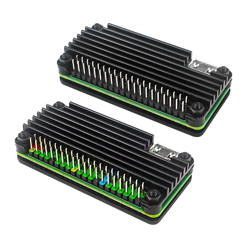 알루미늄 패시브 냉각 쉘 인클로저, 열 패드 GPIO 핀 헤더 포함, 라즈베리 파이 제로 2 W 케이스