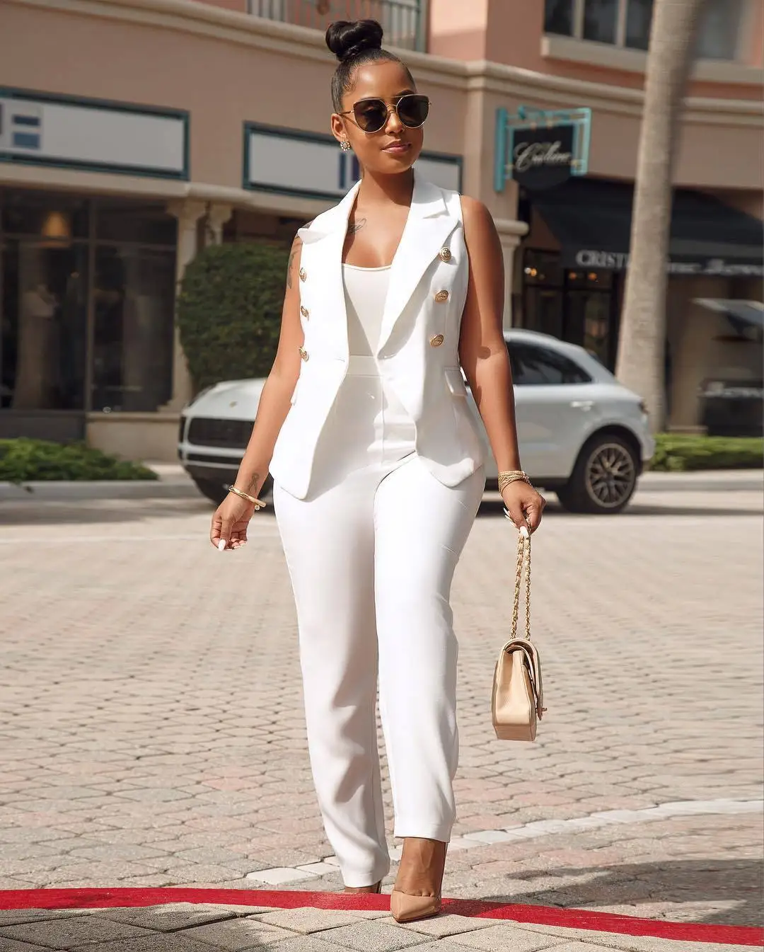 Summer 2023 Women's Two-Piece Sleeveless Vest Small Suit And Casual Pantsuit Elegant Lady Commute 2-Piece Set Outfits