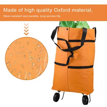Folding Shopping Pull Cart Trolley Bag With Wheels Foldable Shopping Bags Reusable Grocery Bags Food Organizer Vegetables Bag 2