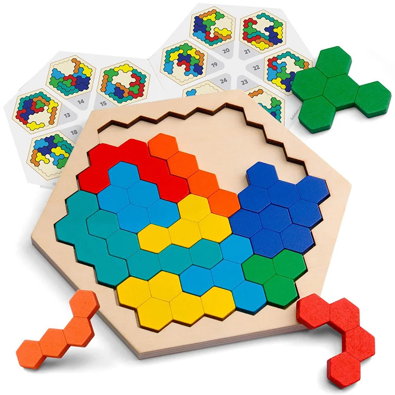 Colorful 3D Puzzle Wooden Toys High Quality Tangram Math Jigsaw Game Children Preschool Imagination Educational Toys for Kids