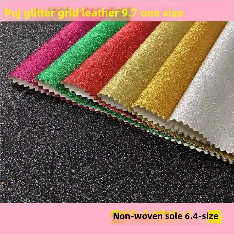 Artificial Leather Fabric Crafts Accessories Laser Cut Text Christmas Materials Glitter PU Leather Textile Cloth for Clothing