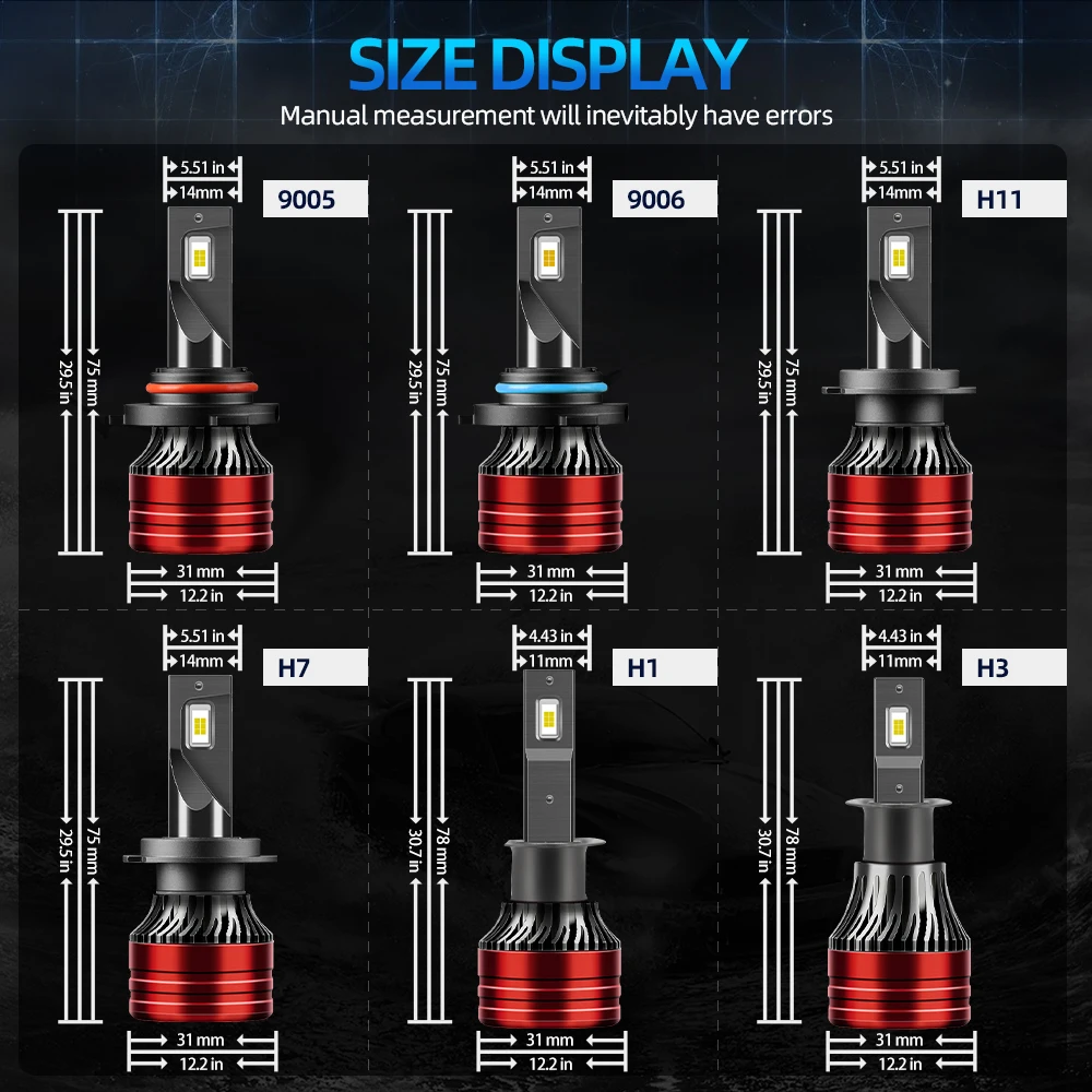 27000LM 9004 9007 Front Lamps 270W Canbus H4 H7 H11 LED Headlight Bulbs 6000K White 9005 HB3 Auto Headlamps 12V 24V Car Lights