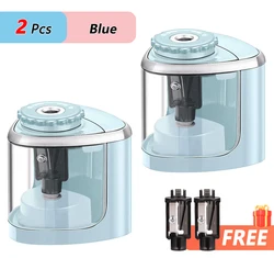 TENWIN Portable Electric Pencil Sharpener - Compact Desktop Tool (2PCS Blue)