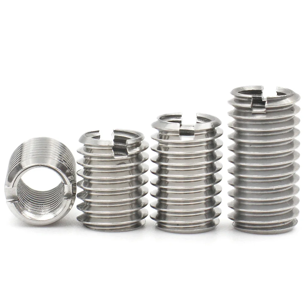 1/2/3/5/10pcs M2-M12 Stainless Steel Sotted Inside Outside Self Tapping Thread Insert Adapter Screw Nuts Sleeve Converter Nut self tapping screw nut