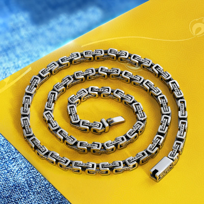 

Новый оригинальный нишевой дизайн с рисунком дракона квадратное кольцо воротник ожерелье с мантрами Мужская Мода Индивидуальный тренд