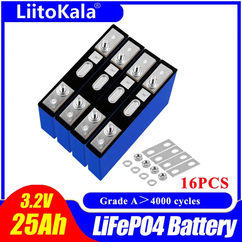 

Аккумуляторы LiitoKala Lifepo4, 3,2 В, 25 Ач, 16 шт.