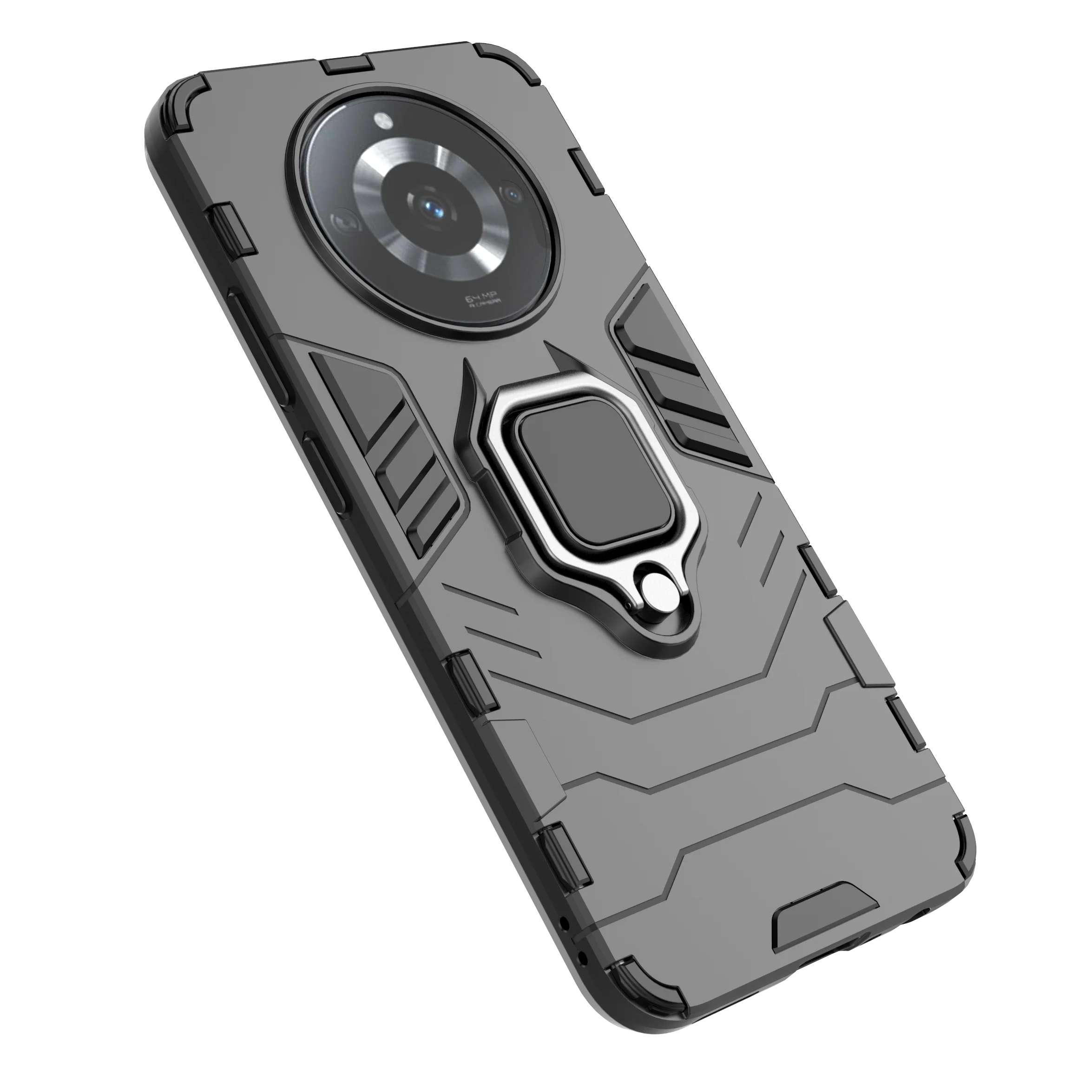 Shockproof Ring Stand Back Phone Cover for Realme C20 A (Blue)