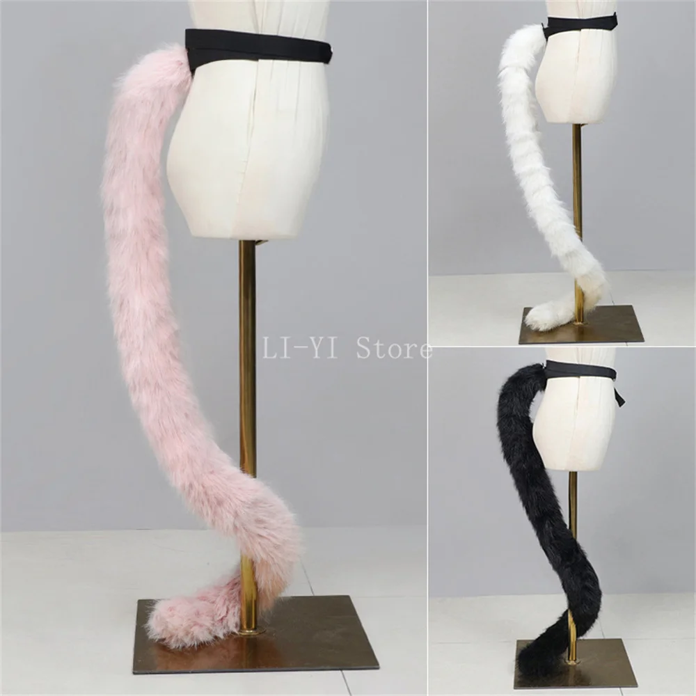 Coda di gatto lunga 120 cm avvolgente per la gamba Accessorio Cosplay Prop Coda pelosa realistica Coda di animale in morbida pelliccia sintetica per costume Anime Con - immagine 3