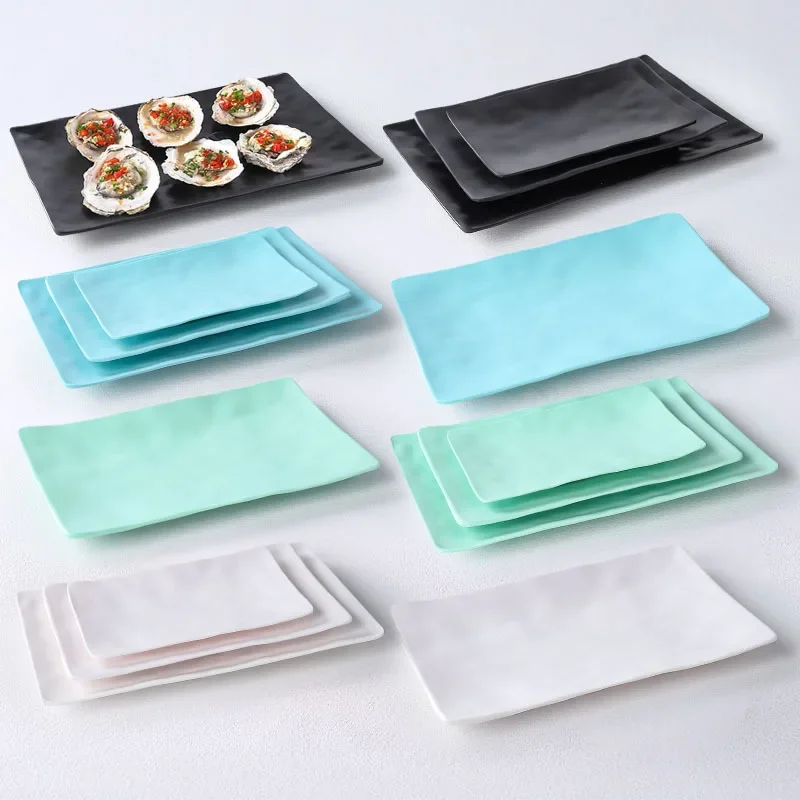 Nordic Style Melamine Dining Set Rectangular Flat Plate For Commercial Use Self-Service Grilled Meat Dish Imitation Ceramic Plat