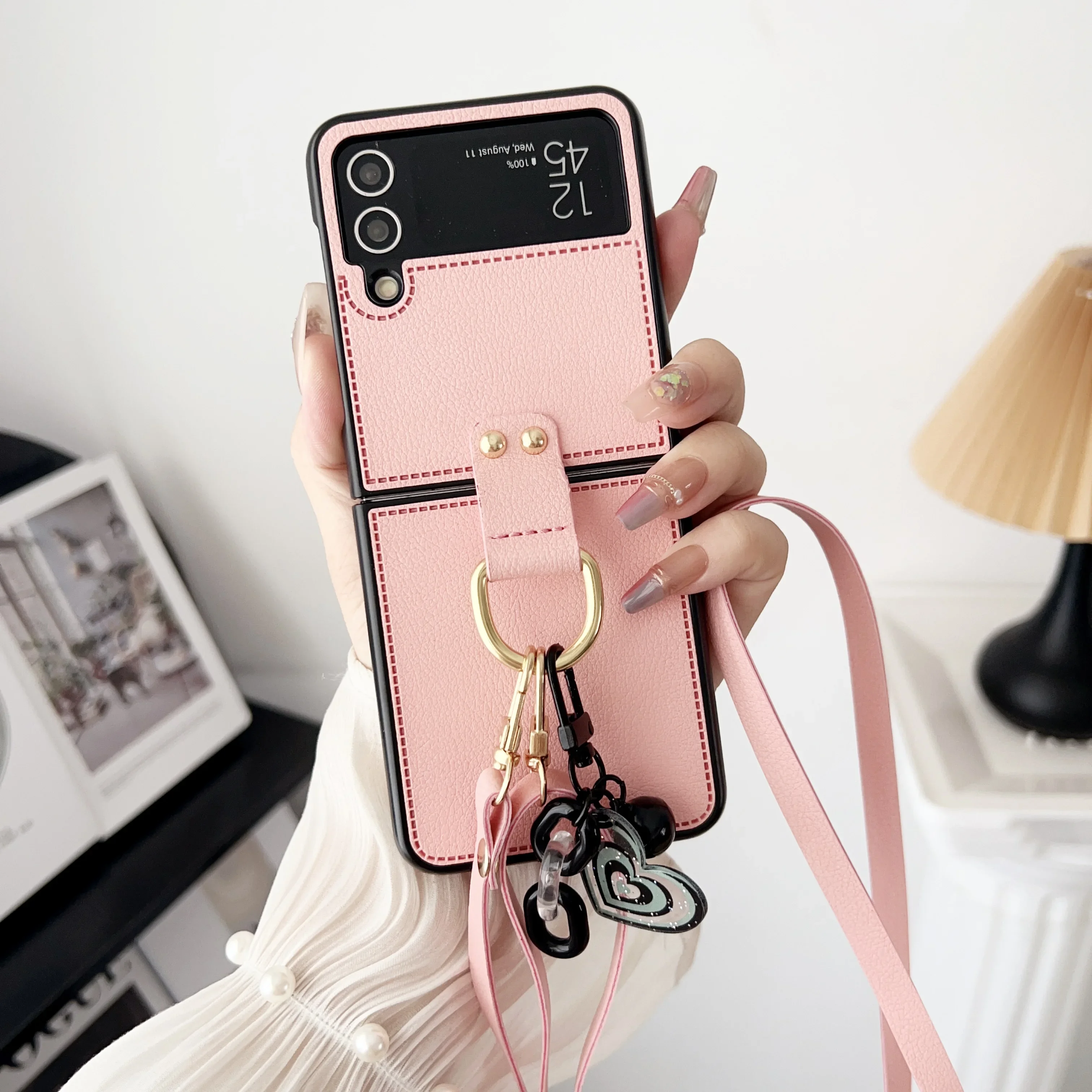 Per Oppo N2 N3 Flip Luxury Crossbody Leather Lanyard Card Holder Bow Phone Case Cover Protezione Anticaduta