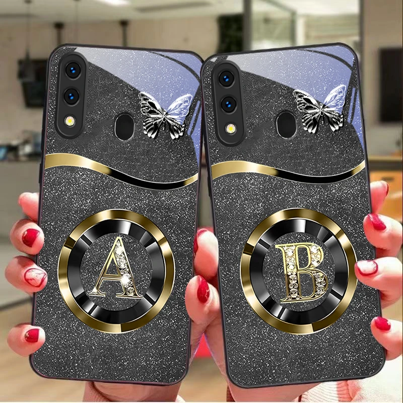 Gold Letter A Badge Glass Phone Case
