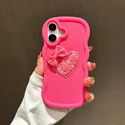 Quicksand Heart Wavy Silicone Phone Case for Moto G30 (Rose)
