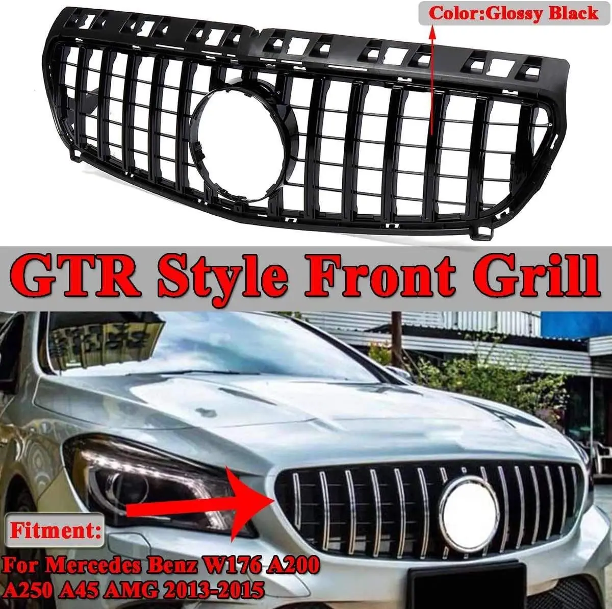 

For Mercedes Benz W176 A Class A200 A250 A45 AMG 2013 ~ 2018 Car Front Grill Grille Front Bumper Radiator Racing Grille GT Style