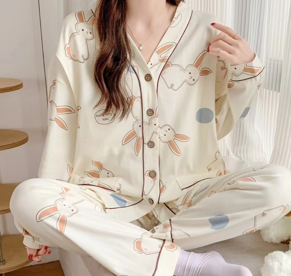 Maternity Pajamas Homewear Suit Nursing Pajamas Moon Clothes Spring and Autumn Cotton Monthly Clothing Summer Nursing Clothes cotton pajama set summer home clothes set maternity nightgown set