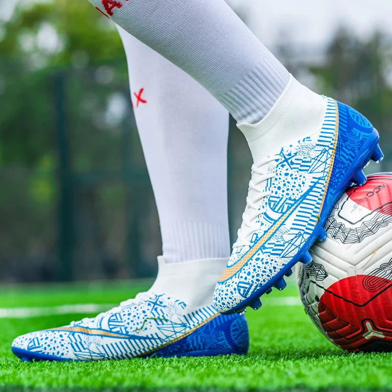 Soccer Shoes Men Football Boots Shoes Futsal Soccer Cleats Teenager Ankle High Tops Kids Indoor Training Sneakers