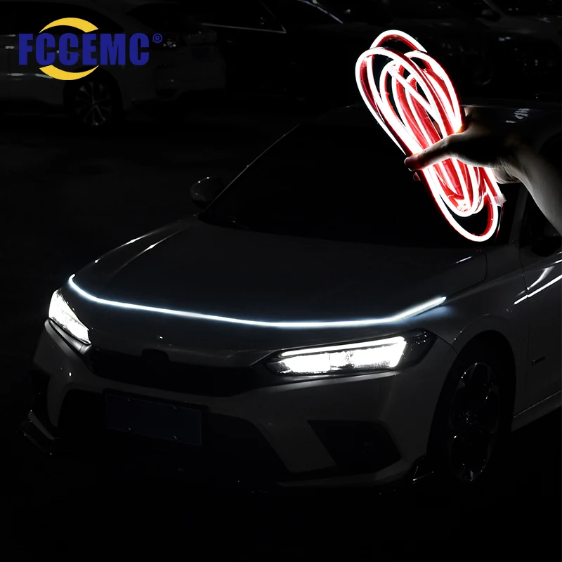 Bande lumineuse LED pour capot de voiture, 180,3 cm, guide de capot de  moteur automatique, lampe d'ambiance décorative, feux de circulation  diurnes