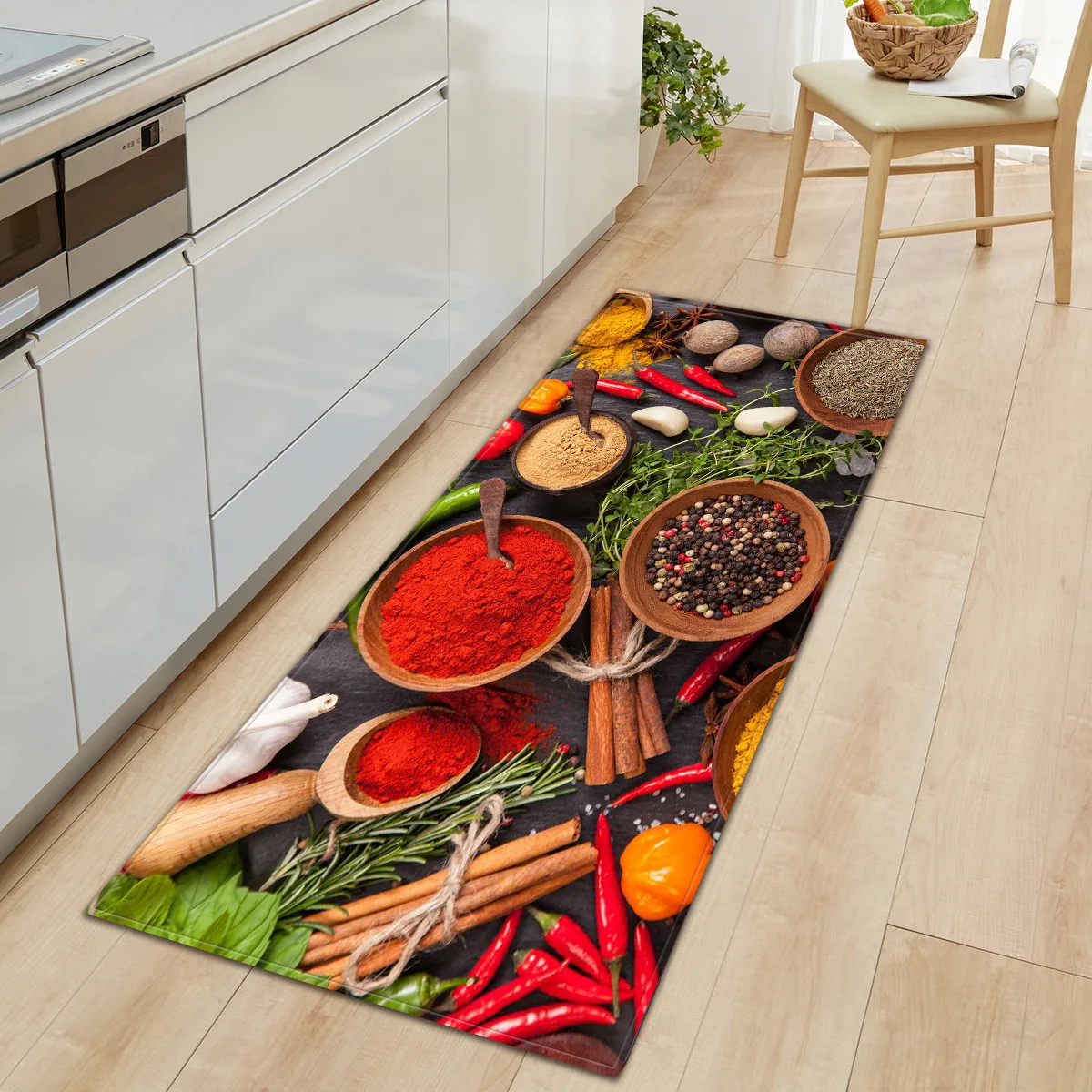 

Vegetable Grains Spices Kitchen Mat Anti-Slip Hallway Balcony Living Room Rugs Entrance Doormat Bedroom Carpet Tapis Cuisine